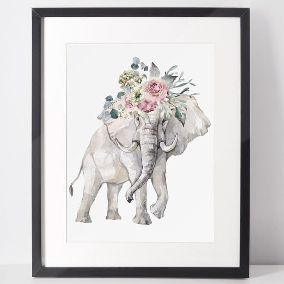 Elephant Watercolor Wall Art Poster Print Unframed - Picture 2 of 10